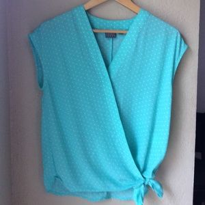 Soho Jeans Turquoise & White Polka Dot Tie T-shirt